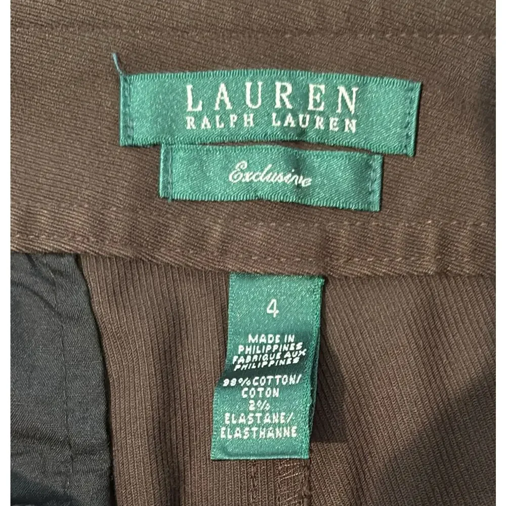 Lauren Ralph Lauren Dark Brown Stretch Pants Trousers Size 4